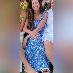 Floral dress blue white and red